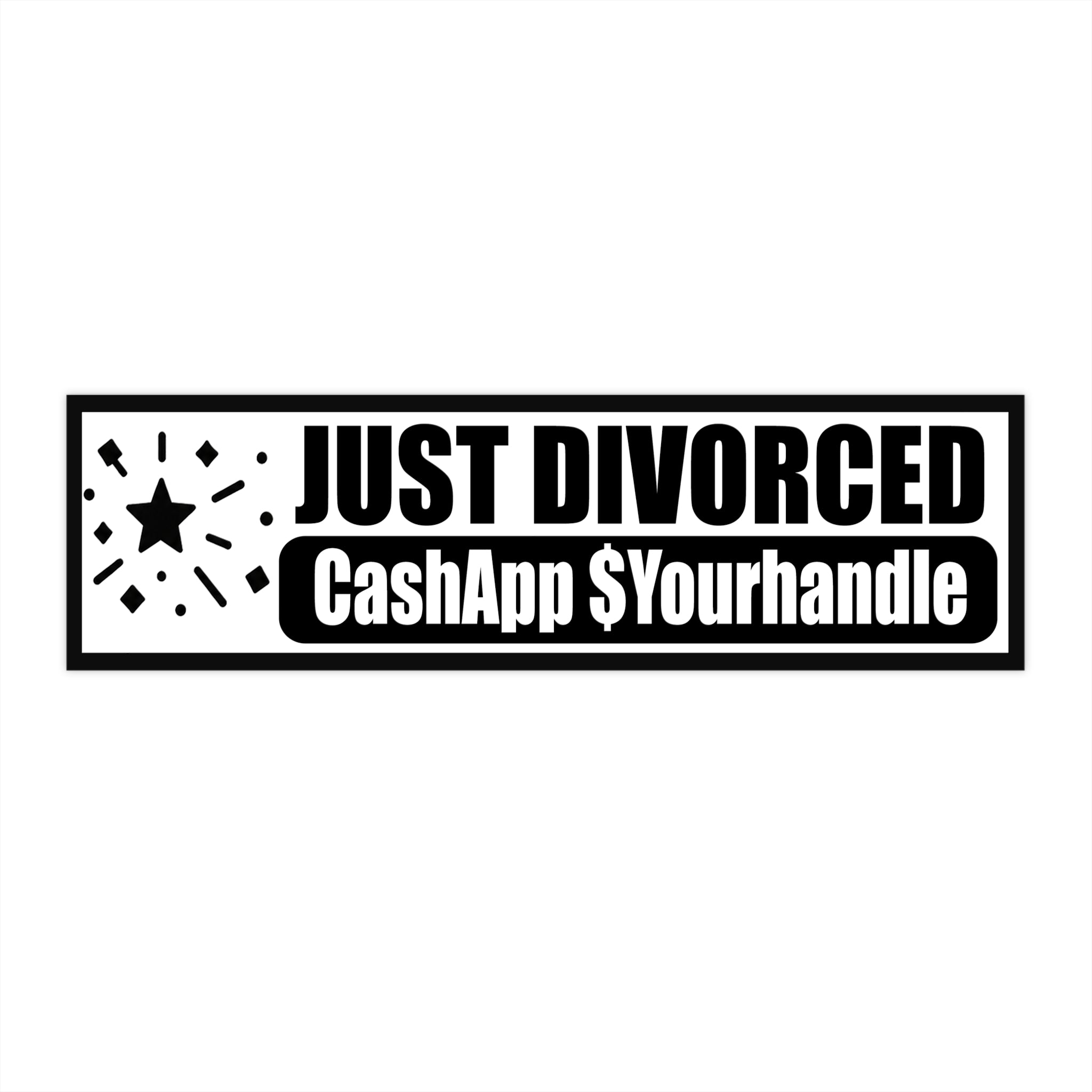 Just Divorced Bumper Sticker Waterproof Vinyl Car Decal for gig-workers & Delivery drivers